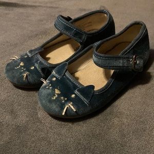Joyfolie Ellie Mary Janes Girls 10T Velvet Blue Cat Shoes